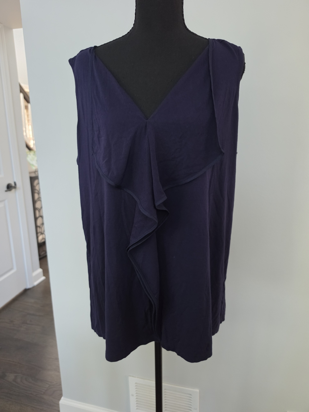 Tommy Hilfiger Navy Ruffle V-Neck Tank